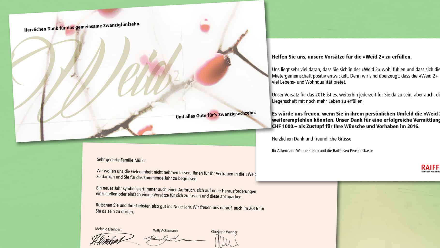 Neujahrsgrüsse an Mieter